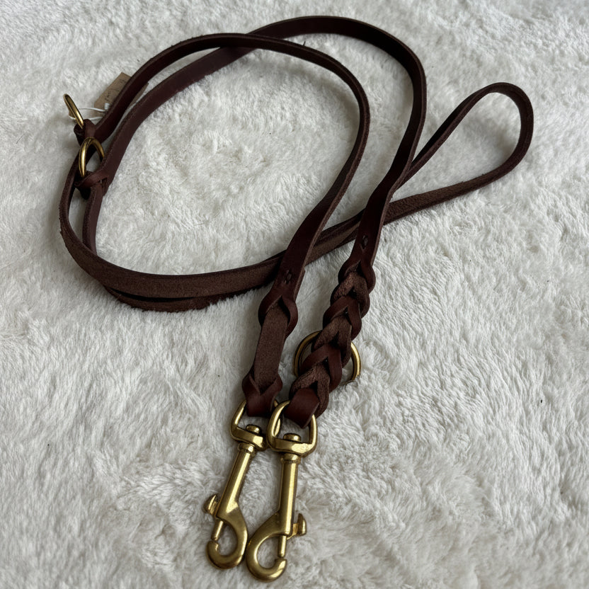 Fettleder-Leine Dunkelbraun 12mm