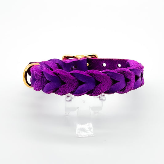 Fettlederhalsband geflochten Lila