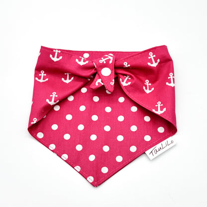 Halstuch wendbar Pink/Anker/Punkte