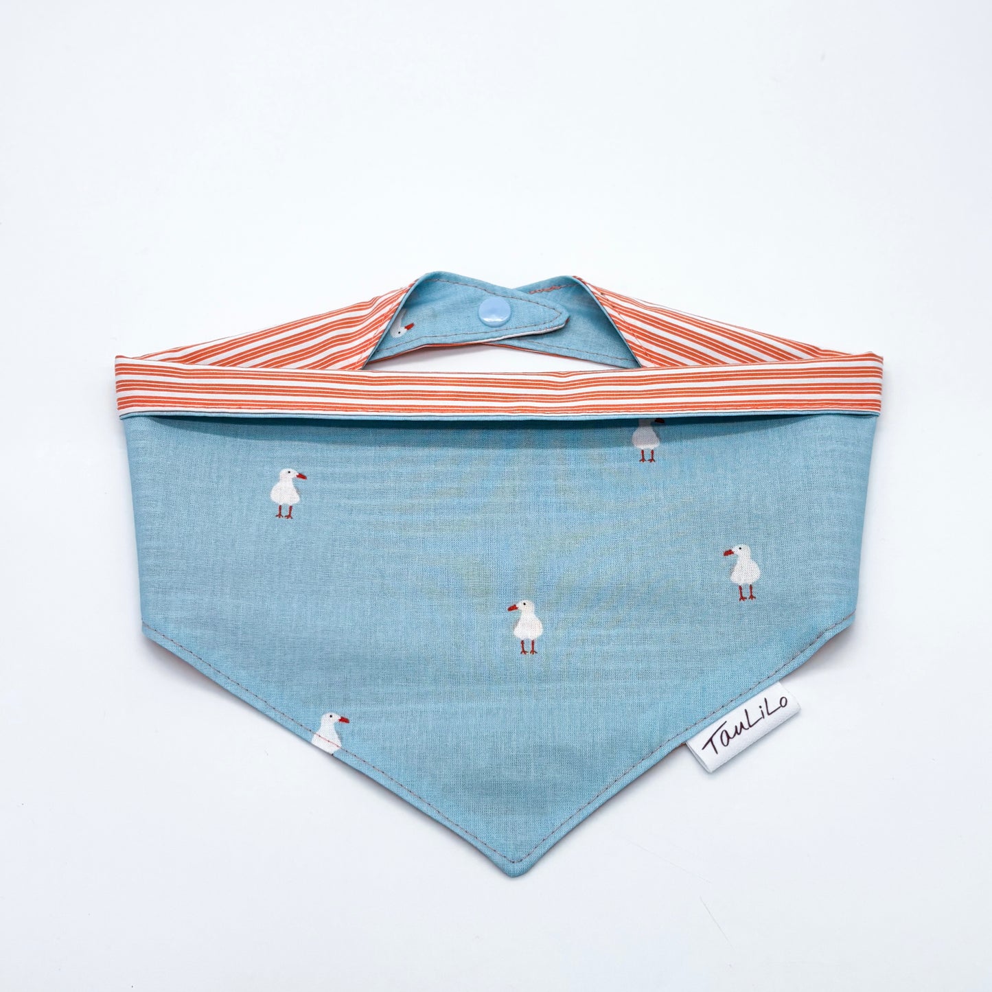 Halstuch wendbar Möwen/Streifen Blau Orange