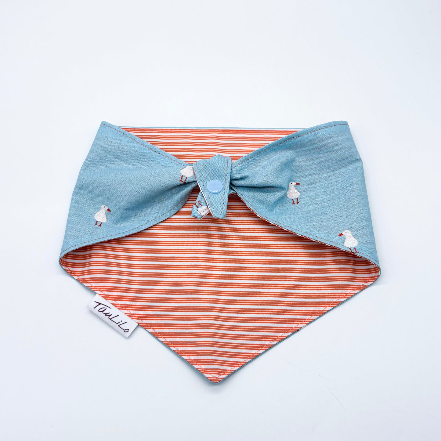 Halstuch wendbar Möwen/Streifen Blau Orange