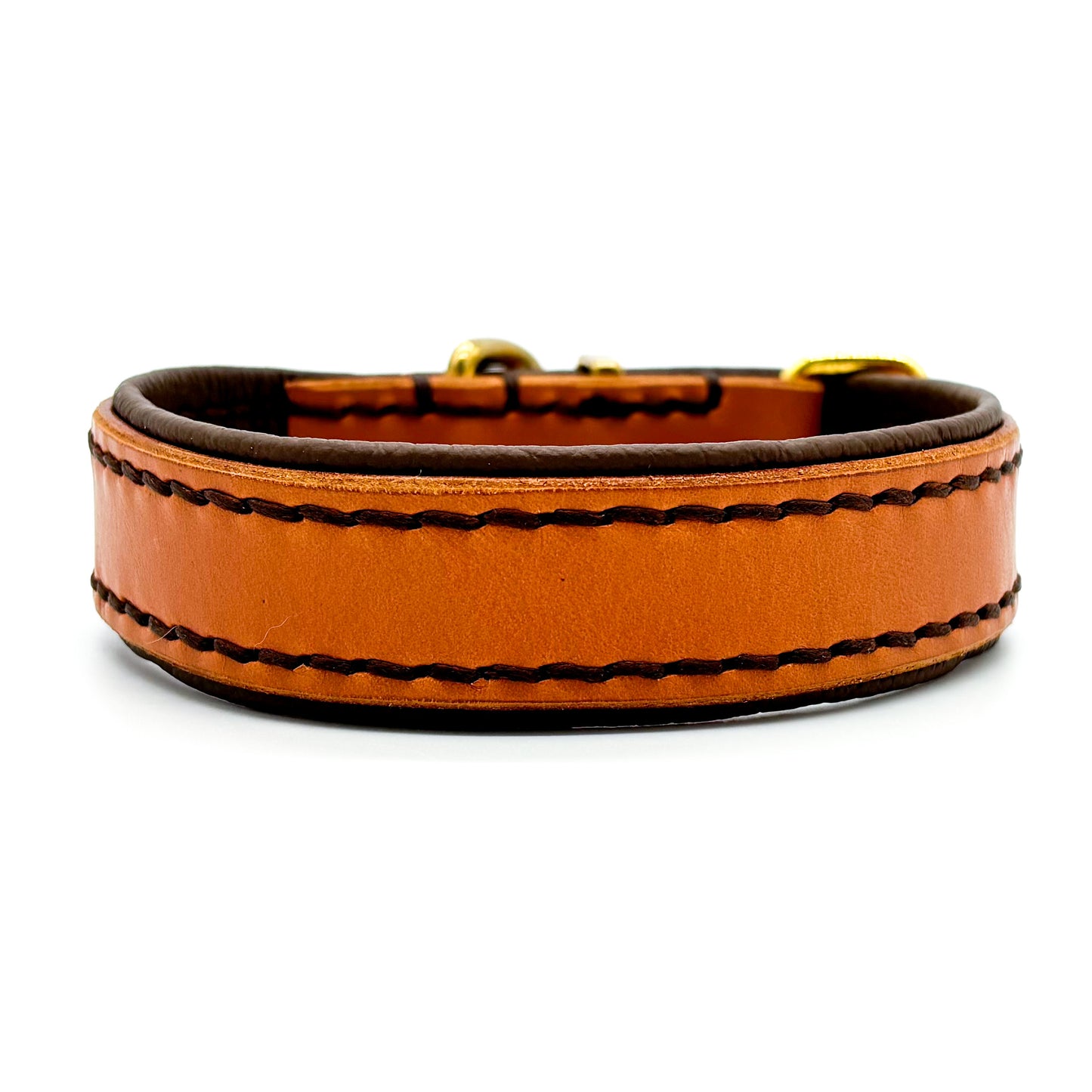 Leder-Halsband "basic" Cognac/Braun Größe S