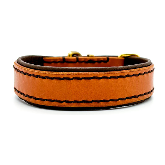 Leder-Halsband "basic" Cognac/Braun Größe S