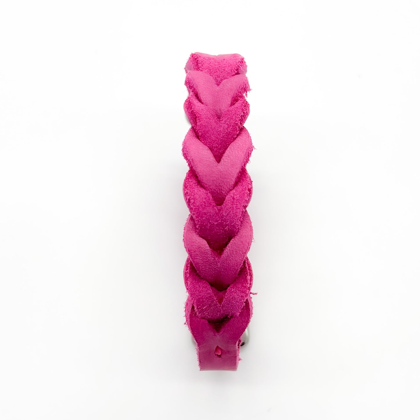 Fettlederhalsband geflochten Pink