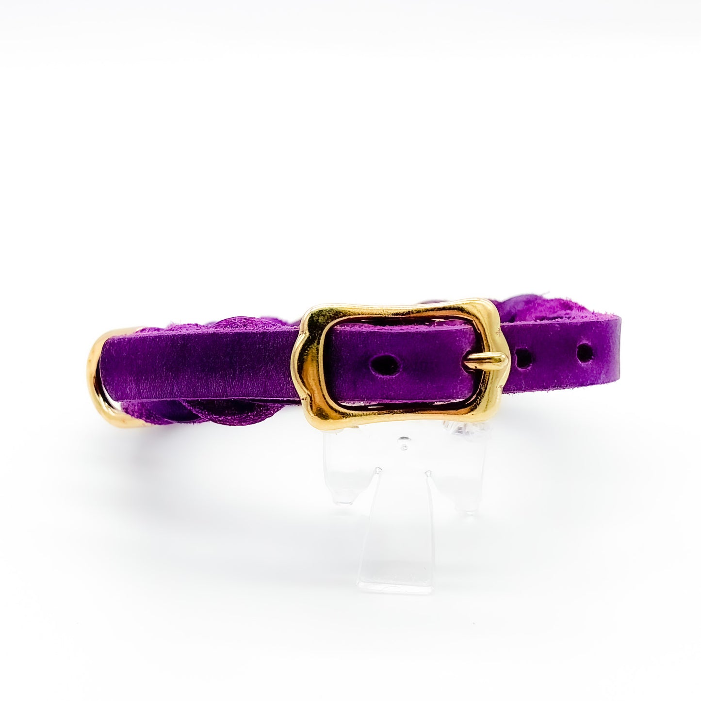 Fettlederhalsband geflochten Lila