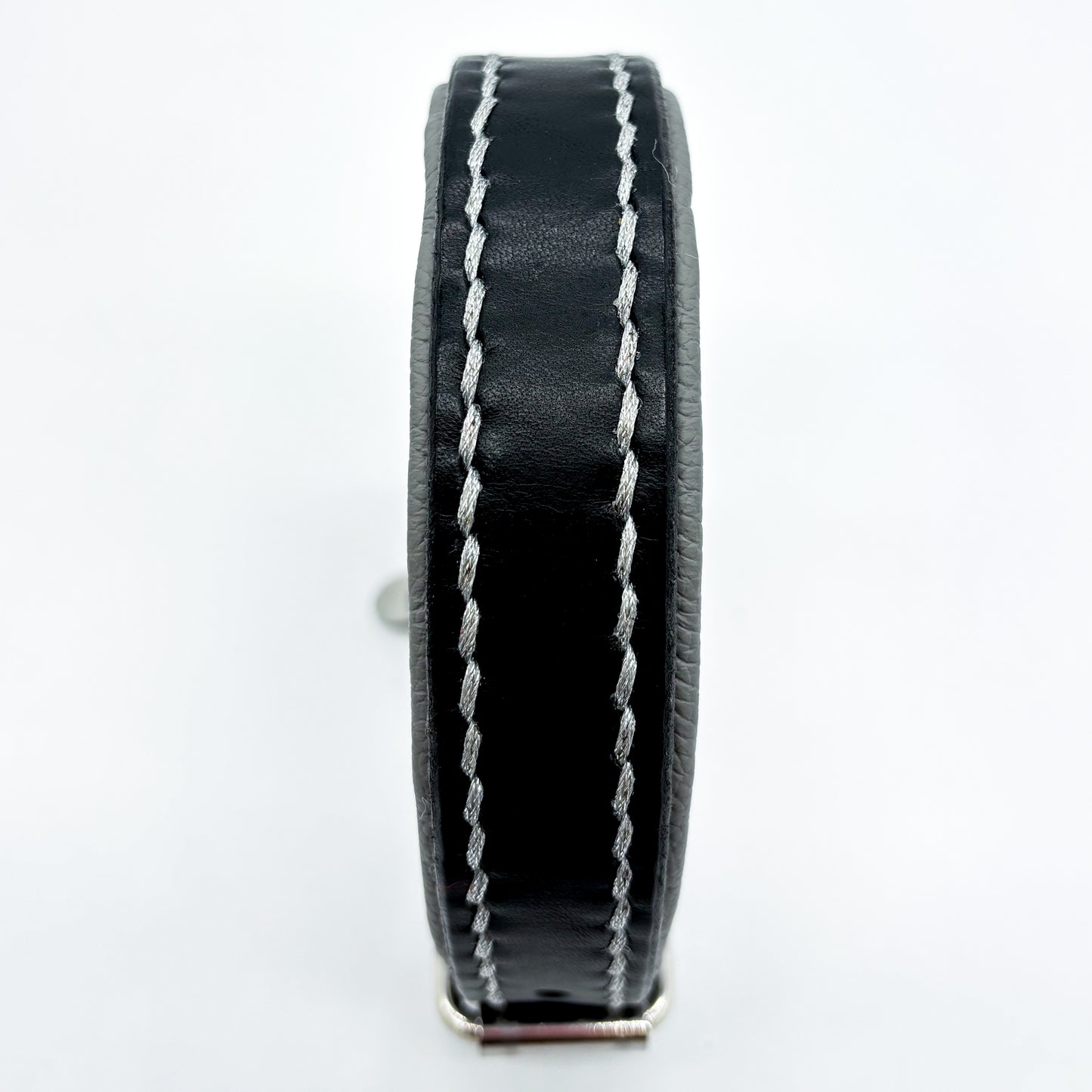 Leder-Halsband "basic" Schwarz/Grau Größe S